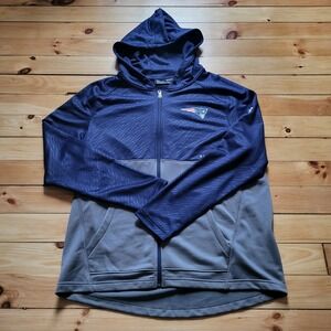 Under Armour Cold Gear Patriots Hoodie Full Zip Mens XL Blue Thermal Lined Knit